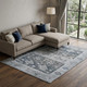 9' X 12' Blue Ivory And Gray Southwestern Washable Area Rug With UV Protection