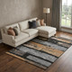 9' X 12' Black Copper And Gold Striped Washable Area Rug With UV Protection