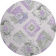 8' Lavender Ivory And Gray Abstract Geometric Washable Round Rug With UV Protection