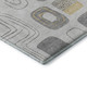 8' Gray Silver And Gold Geometric Washable Round Rug With UV Protection