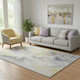 5' X 8' Gold Gray And Silver Abstract Washable Area Rug With UV Protection