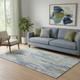 5' X 8' Sky Blue Green And Ivory Striped Washable Area Rug With UV Protection