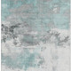 9' X 12' Teal Gray And Ivory Abstract Washable Area Rug With UV Protection