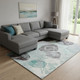 8' X 10' Teal Charcoal And Ivory Geometric Washable Area Rug With UV Protection