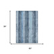 3' X 5' Blue And Gray Striped Washable Area Rug With UV Protection