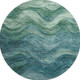 8' Teal And Green Abstract Washable Round Rug With UV Protection