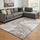 8' X 10' Taupe Brown And Ivory Abstract Washable Area Rug With UV Protection