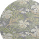8' Gray Green And Beige Floral Washable Round Rug With UV Protection