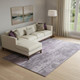 9' X 12' Purple And Gray Striped Washable Area Rug With UV Protection