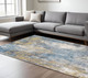 8' X 10' Blue and Gold Abstract Area Rug