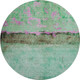 8' Green Teal And Pink Abstract Washable Round Rug With UV Protection
