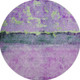 8' Purple Lime Green And Teal Abstract Washable Round Rug With UV Protection