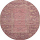 8' Blush And Beige Oriental Washable Round Rug With UV Protection