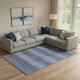 9' X 12' Blue And Sky Blue Striped Washable Area Rug With UV Protection