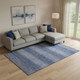 10' X 14' Blue And Sky Blue Striped Washable Area Rug With UV Protection