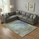 9' X 12' Blue Green And Beige Abstract Washable Area Rug With UV Protection