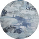 8' Blue Ivory And Gray Abstract Washable Round Rug With UV Protection