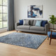 5' X 8' Navy Blue And Gray Abstract Washable Area Rug With UV Protection