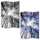 72" Black And Blue Canvas Folding Three Panel Screen Room Divider