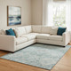 8' X 10' Blue Gray And Silver Geometric Washable Area Rug With UV Protection
