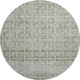 8' Green Gold And Ivory Striped Washable Round Rug With UV Protection