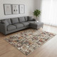 9' X 12' Beige Red And Ivory Abstract Washable Area Rug