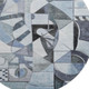 8' Denim Blue Ivory And Gray Abstract Washable Round Rug With UV Protection