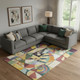 9' X 12' Gold Purple And Ivory Abstract Washable Area Rug With UV Protection