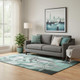 5' X 8' Teal Black And Ivory Abstract Washable Area Rug With UV Protection
