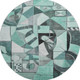 8' Teal Black And Ivory Abstract Washable Round Rug With UV Protection