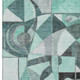 8' X 10' Teal Black And Ivory Abstract Washable Area Rug With UV Protection