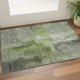 3' X 5' Fern Green And Gray Abstract Washable Area Rug With UV Protection