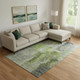 9' X 12' Fern Green And Gray Abstract Washable Area Rug With UV Protection