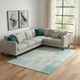 9' X 12' Teal And Ivory Abstract Washable Area Rug With UV Protection