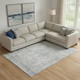 9' X 12' Linen And Blue Oriental Washable Area Rug With UV Protection