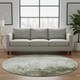 8' Taupe And Ivory Abstract Washable Round Rug With UV Protection