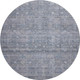 8' Blue And Gray Geometric Washable Round Rug With UV Protection