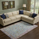 9' X 12' Pale Aqua And Lavender Oriental Washable Area Rug With UV Protection