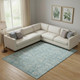 10' X 14' Blue And Ivory Oriental Washable Area Rug With UV Protection