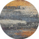 8' Blue Orange And Ivory Abstract Washable Round Rug With UV Protection