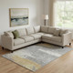 9' X 12' Gold Gray And Ivory Abstract Washable Area Rug With UV Protection