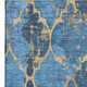 3' X 5' Blue And Gold Damask Washable Area Rug With UV Protection