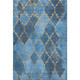 8' X 10' Blue And Gold Damask Washable Area Rug With UV Protection