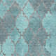 3' X 5' Teal And Taupe Damask Washable Area Rug With UV Protection