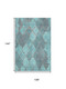 9' X 12' Teal And Taupe Damask Washable Area Rug With UV Protection
