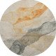 8' Orange Gray And Silver Abstract Washable Round Rug With UV Protection