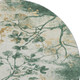 8' Emerald Ivory And Gold Floral Washable Round Rug With UV Protection