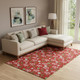 9' X 12' Red White And Green Polka Dot Washable Area Rug With UV Protection