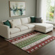 8' X 10' Green Ivory And Red Abstract Geometric Washable Area Rug With UV Protection