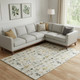 9' X 12' Beige Gold And Gray Floral Washable Area Rug With UV Protection